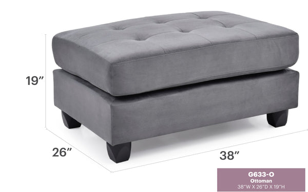 English Elm Stylish Microfiber Ottoman with Modern Profile, Easy-Clean Fabric, Compact 19"H x 38"W x 26"D Comfort Seating Gray 27 L x 38 W x 16 H B078108355