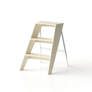 English Elm Home Foldable Ladder Frame multi-use ABS+Steel stool side table bookshelf anti-slip compact stand White W3318P308256
