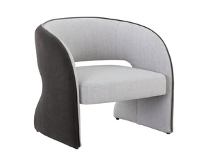 Sunpan Rosalia Contemporary Lounge Chair - Plush Curves and Defined Piping for Stylish Comfort in Any Space Mina Light Grey / Meg Ash