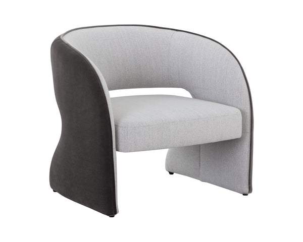 Sunpan Rosalia Contemporary Lounge Chair - Plush Curves and Defined Piping for Stylish Comfort in Any Space Mina Light Grey / Meg Ash