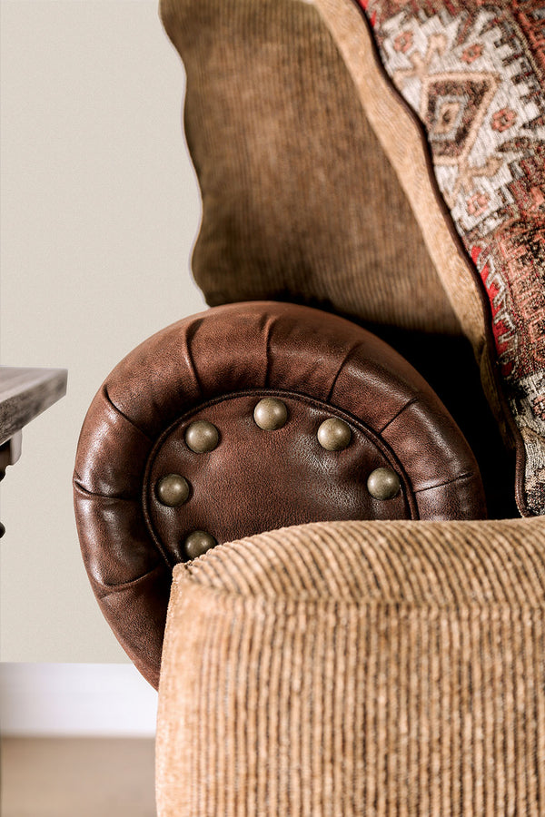 English Elm Transitional High Back Stripe Chair with Rolled Arms for Coastal Comfort and Supportive Seating Appeal Brown,Tan 50 L x 41 W x 41 H B2741P375957