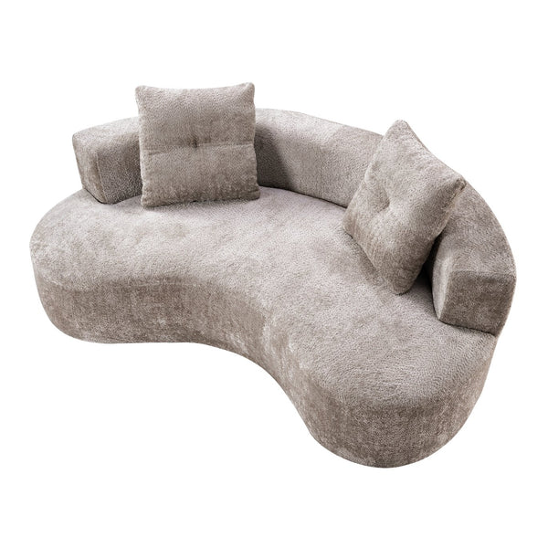 English Elm 79.5" Boucle Floor Sofa Seats Three with Cloud Soft Foam Core and Two Accent Pillows Camel W5515P443758