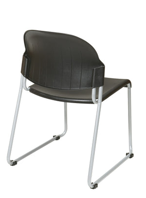 OSP Home Furnishings Stack Chair with Chrome Steel Frame Contoured Seat Ergonomic Support Stackable Office Seating Grey STC3230-2