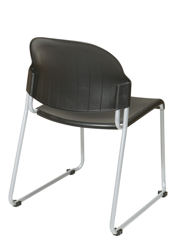 OSP Home Furnishings Stack Chair with Chrome Steel Frame Contoured Seat Ergonomic Support Stackable Office Seating Grey STC3230-2