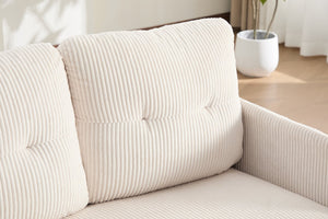 English Elm United We Win Corduroy Loveseat Plush Ergonomic Sofa with Spring Support Metal Legs Beige W1568P410043