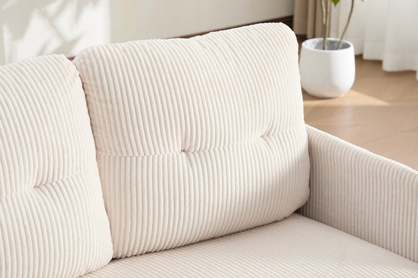 English Elm United We Win Corduroy Loveseat Plush Ergonomic Sofa with Spring Support Metal Legs Beige W1568P410043