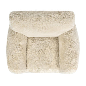 English Elm Jennifer Taylor Home - Summit Overstuffed 49" Faux Mongolian Sheepskin Arm Chair in Cream Beige — Plush Luxury, Cozy Comfort B2719P238348