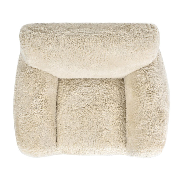 English Elm Jennifer Taylor Home - Summit Overstuffed 49" Faux Mongolian Sheepskin Arm Chair in Cream Beige — Plush Luxury, Cozy Comfort B2719P238348