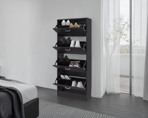 English Elm Fm Inola Tall Vertical Shoe Cabinet Slim White Entryway Storage with Hinged Doors B128P485473
