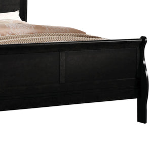 English Elm Black Sleigh Twin Bed with Brushed Nickel Hardware, Low-Profile Footboard, Box Spring Required, Elegant Pine Finish B062S00534
