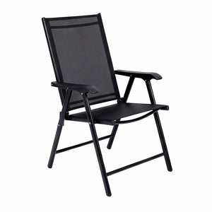 English Elm Outdoor Stackable Folding Chairs Set Ergonomic Mesh Back Steel Frame Patio Seating Black W5159P445935