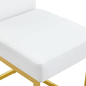 English Elm Modern Cantilever Gold Frame Pu Leather Dining Chairs Glam Set of Four White W3875P372993