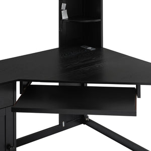 English Elm Twin Loft Bed with Wardrobe Desk Charging Station and Spotlights for Small Rooms Black LT000450AAB