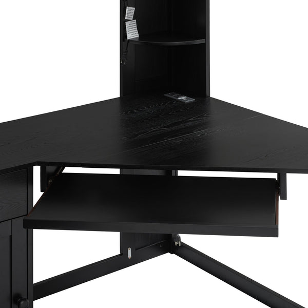 English Elm Twin Loft Bed with Wardrobe Desk Charging Station and Spotlights for Small Rooms Black LT000450AAB