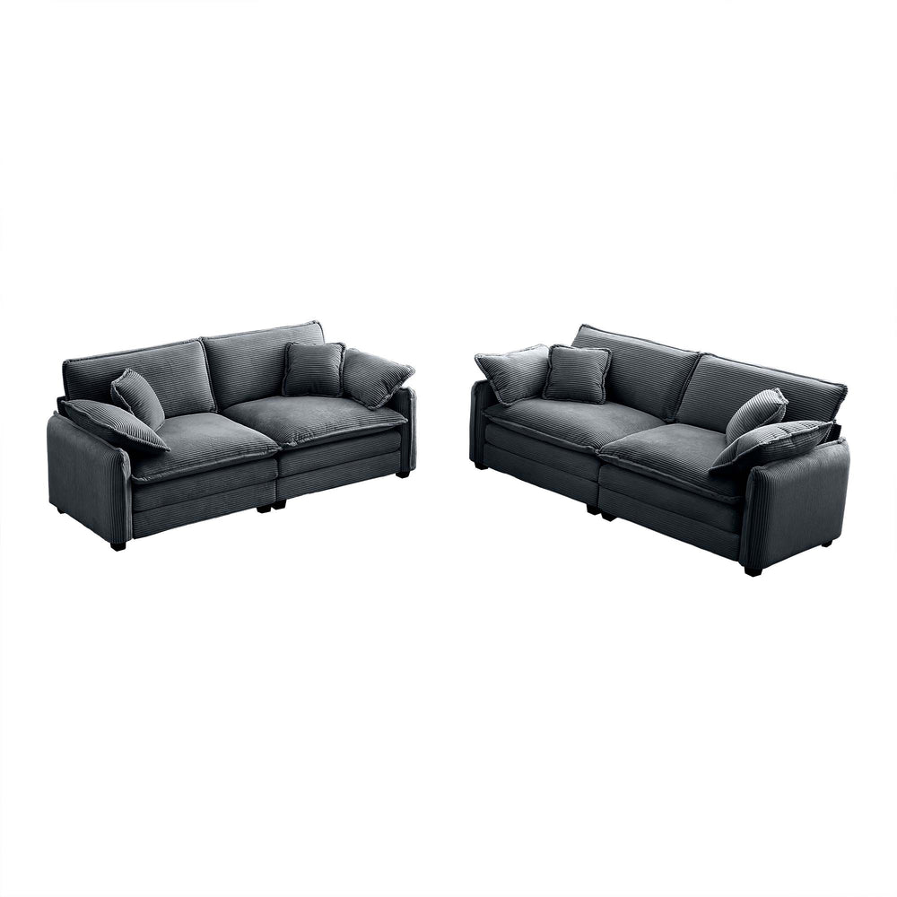 English Elm Modern Two-Piece Corduroy Sofa Set - Stylish 2-Seater Design For Living Room & Bedroom Comfort W714S00752