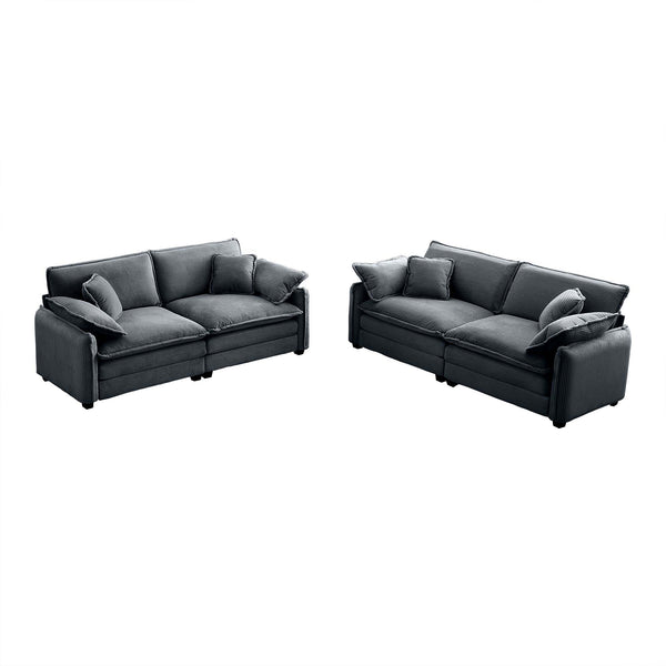 English Elm Modern Two-Piece Corduroy Sofa Set - Stylish 2-Seater Design For Living Room & Bedroom Comfort W714S00752
