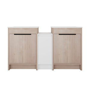 English Elm 60 Inch Freestanding Bathroom Vanity With Ceramic Sink, Soft-Close Doors & Ample Storage Space W999S00316
