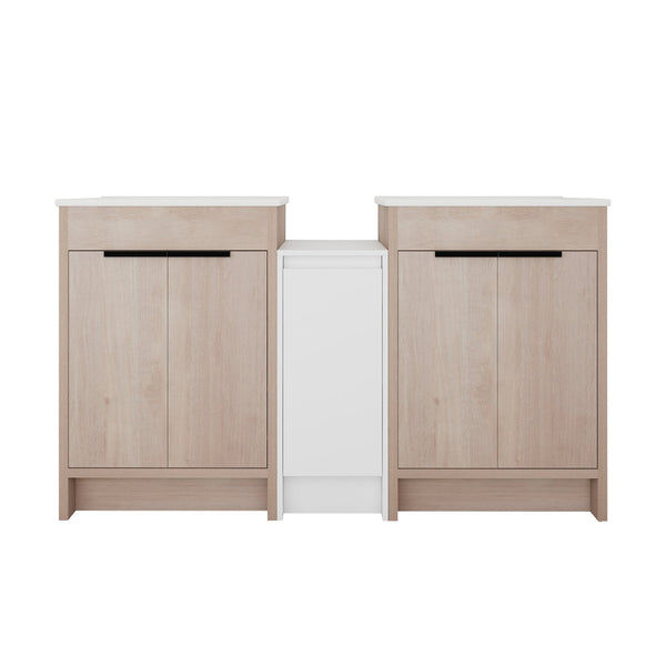 English Elm 60 Inch Freestanding Bathroom Vanity With Ceramic Sink, Soft-Close Doors & Ample Storage Space W999S00316