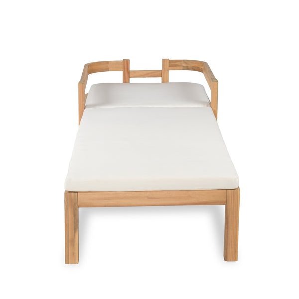 English Elm Christopher Knight Home® - Outdoor acacia chaise lounge with adjustable recline, durable hardwood frame and water‑resistant cushion comfort Cream Color,Light Teak 52.25 L x 28.5 W x 8.75 H N776P266158C