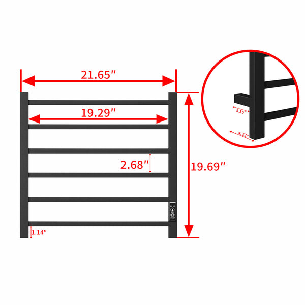 English Elm Towel Warmer Six Bar Stainless Steel Wall Mounted Matte Black Spa Bath Rack W2079P189687