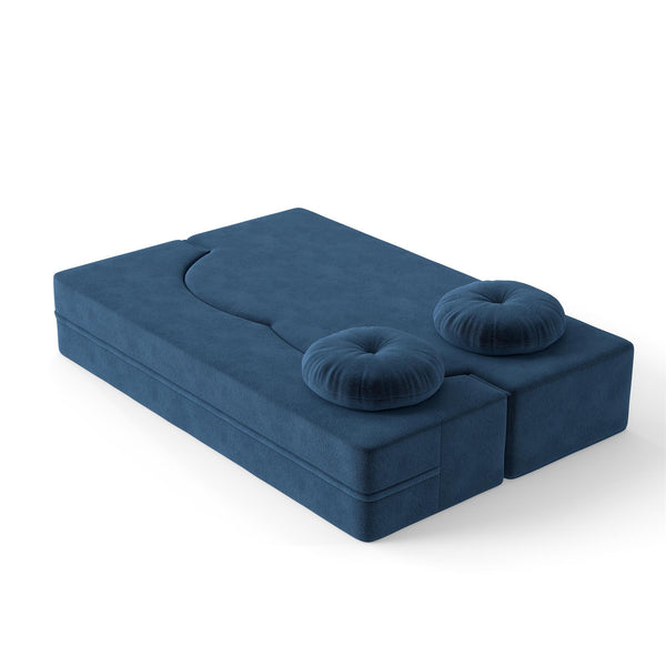 English Elm Folding Foam Futon Sofa Sleeper Twin Size Floor Lounger for Guest or Studio Use Blue W2353P386232