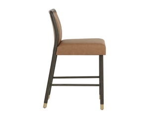 Sunpan JENO Counter Stool in Milliken Cognac - Stylish Mid-Century Modern Design for Kitchen & Bar Use 112613