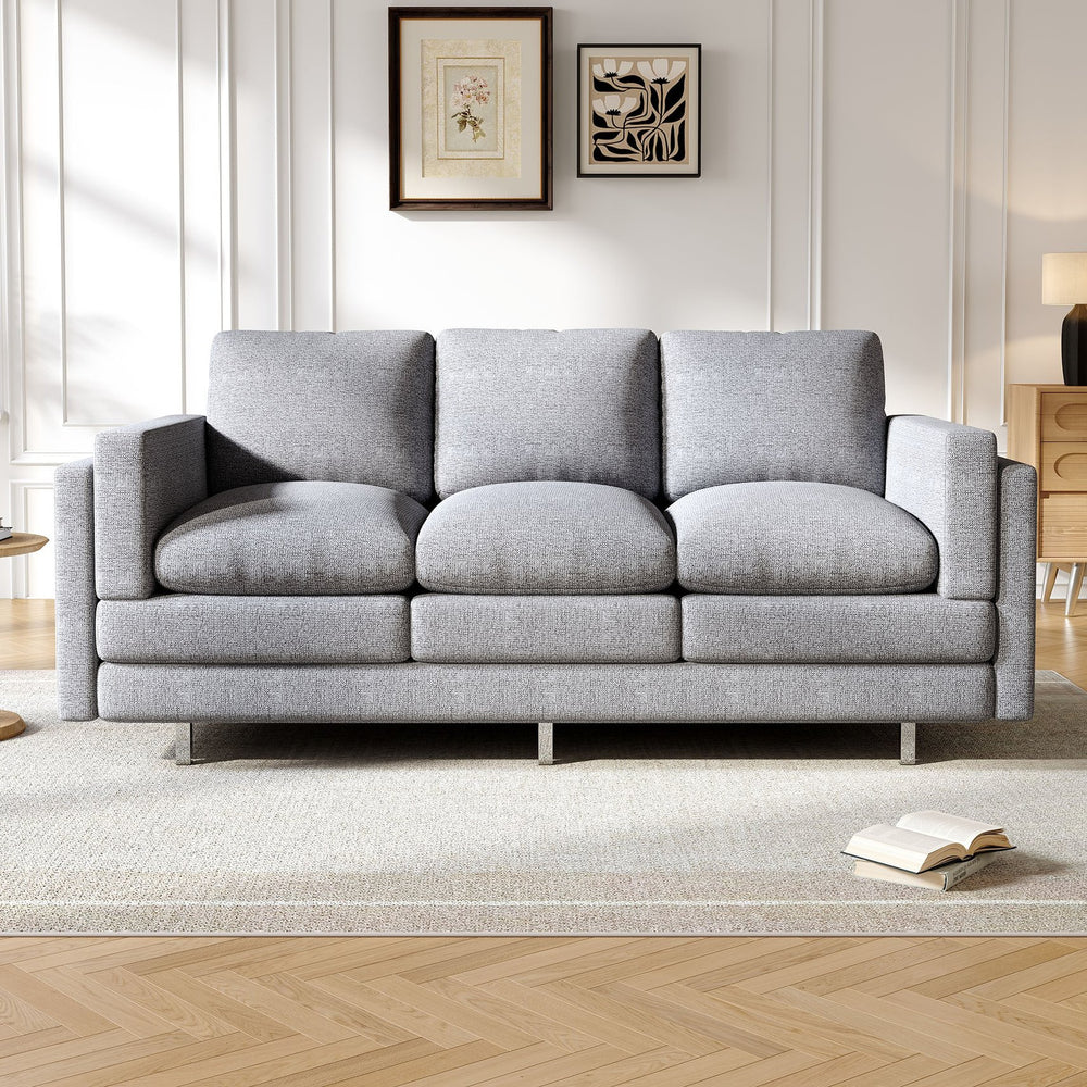 English Elm Modern Three Seat Chenille Sofa with Pocket Spring Cushions for Living Rooms Light Grey N763P351754R