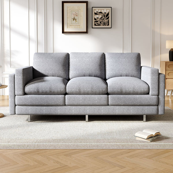 English Elm Modern Three Seat Chenille Sofa with Pocket Spring Cushions for Living Rooms Light Grey N763P351754R