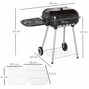 English Elm Outsunny Portable Charcoal Bbq Smoker Grill with Wheels Shelf and Adjustable Vents W2225P172524