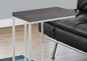 English Elm Accent C-Shape End Table Grey Laminate with Chrome Metal Base for Sofa Snack Side Use, 18x10x25 in B2710P219224