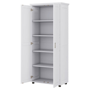 English Elm Storage Compact Two-Door Cabinet with Adjustable Shelf, Anti-Tip Safety, MDF Durability for Home Organizing White WF323346AAK