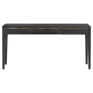 English Elm U_style Oak Veneer Console Table with Three Wave Drawers for Entryway or Foyer Black N711P401926B