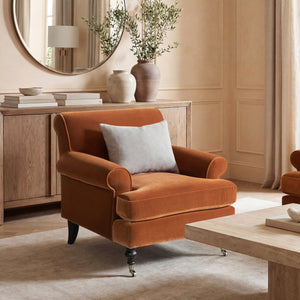 English Elm Alana Barrel Accent Armchair Velvet Upholstered with Rolling Casters for Living Rooms B2719P479034