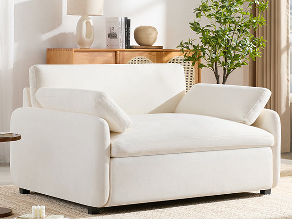 English Elm 50*43" Oversized Chenille Armchair Deep Lounge Seat Modern Minimalist Living Room Chair Cream N723S5042A