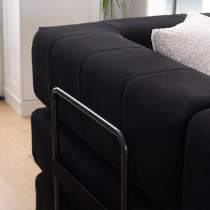 English Elm Folding Sofa Bed with Corduroy Cover, 78.5" Convertible Futon Couch, No-Assembly Foam Spring Mattress, Compact Sleeper for Living Room Black W2915P276677