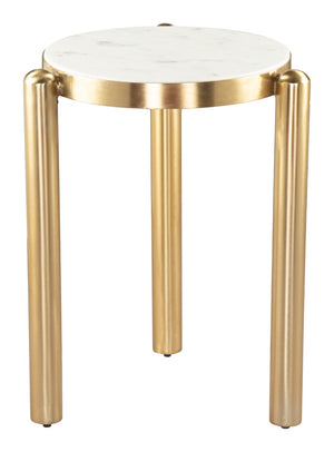 Noan Side Table - Elegant White & Gold Design with Marble Top, Perfect for Modern Living Spaces