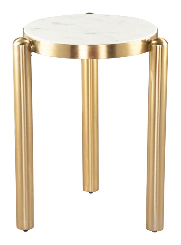 Noan Side Table - Elegant White & Gold Design with Marble Top, Perfect for Modern Living Spaces