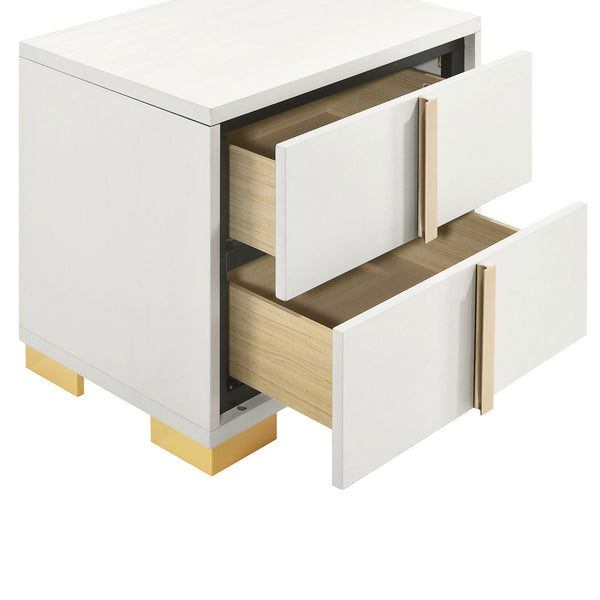 English Elm Mckee Queen Bedroom Set White Panel Bed Dresser Nightstand Mirror Four Piece Suite White B062S01758