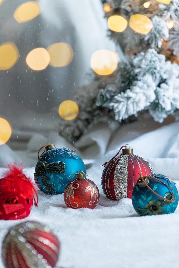 English Elm D3" Elegant Glass Christmas Ball Ornaments Set Of 12 For Timeless Holiday Decor & Party Displays W2078P247877