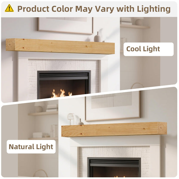 English Elm Fireplace Mantel - Handcrafted 60" Solid Pine Floating Shelf For Stylish Home Decor & Easy Installation T3210P392799