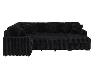 English Elm 122 Plush U-Shape Sectional Sofa Bed with USB Ports, Hidden Storage Chaise & Spacious Armrest Comfort Black W1417S00135