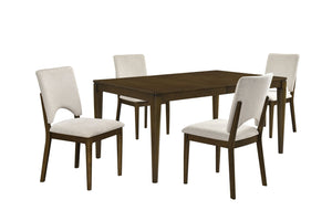 English Elm Contemporary Oak Veneer Extendable Dining Set with Four Upholstered Chairs for Modern Homes B011S02504