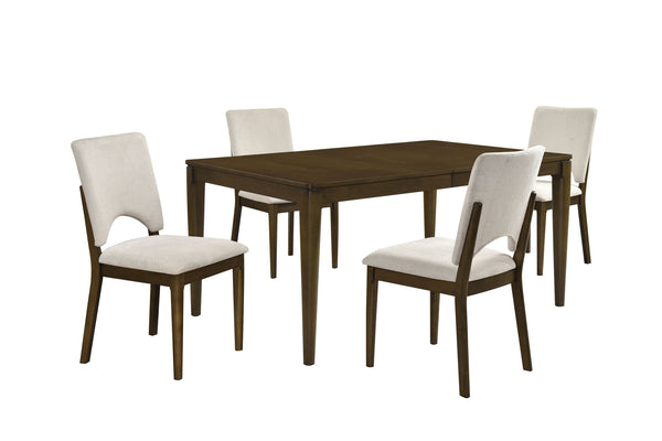 English Elm Contemporary Oak Veneer Extendable Dining Set with Four Upholstered Chairs for Modern Homes B011S02504