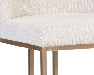 Sunpan Rayla Counter Stool - Elegant Cantilever Design with Textured Fabric and Antique Brass Frame Belfast Oatmeal