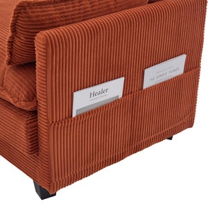 English Elm United We Win Modular Corduroy Sectional with Ottoman Low Profile Living Room Couch Orange W1568S00258