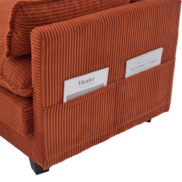 English Elm United We Win Modular Corduroy Sectional with Ottoman Low Profile Living Room Couch Orange W1568S00258