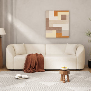 English Elm Christopher Knight Home® - 87" Curved Sofa In Beige: Luxurious Bouclé Fabric, Modern Design & Sturdy Frame For Stylish Living Spaces N767P2323857U