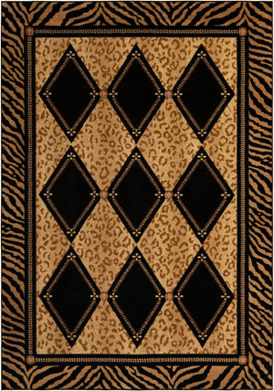 Unique Loom Wildlife Ocelote Machine Made Geometric Rug Light Brown, Black/Cream/Light Brown/Tan 7' 1" x 10' 0"