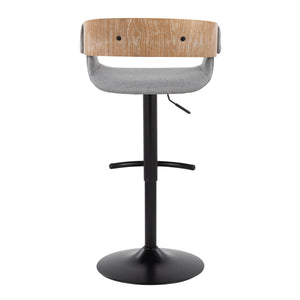 English Elm Elisa Mid-century Swivel Barstools with Grey Fabric Seat and Black Metal Base Set of 2 B202S00826