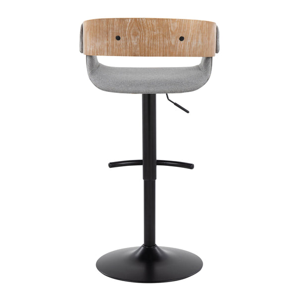 English Elm Elisa Mid-century Swivel Barstools with Grey Fabric Seat and Black Metal Base Set of 2 B202S00826